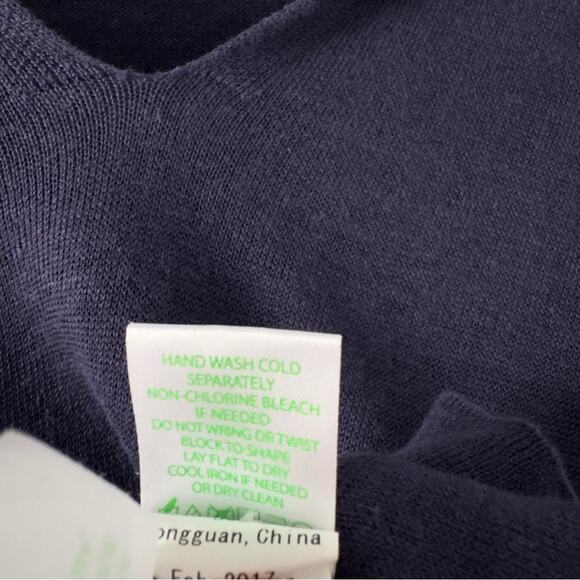 Lilly Pulitzer 100% Linen Hooded Pullover Lightweight Kangaroo pocket navy solid - Picture 9 of 10